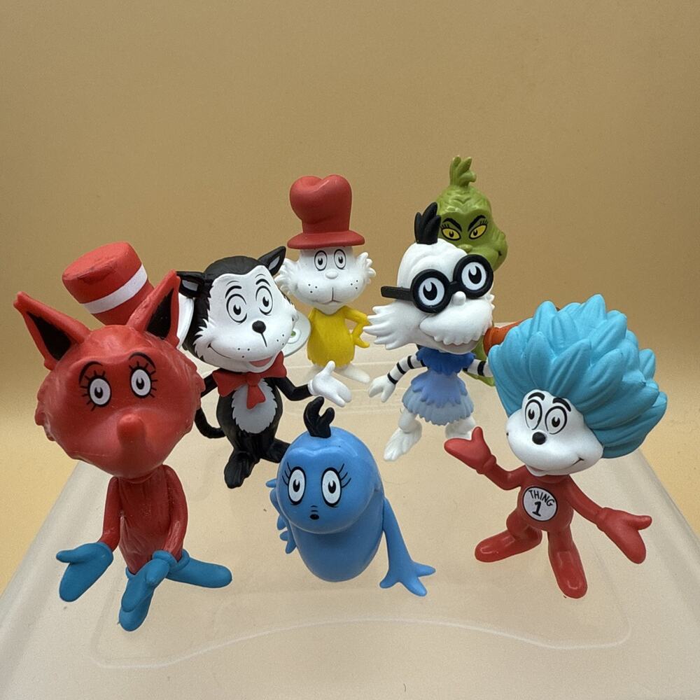 Lot of 7 Dr Seuss Funko Mystery Minis Figures Cat in the Hat Grinch Fox